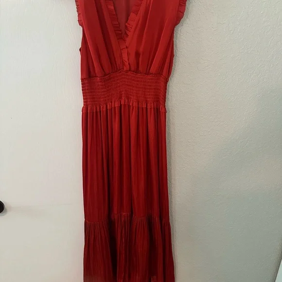 Banana Republic | Dresses | Banana Republic Red Ruched Tiered Maxi Dress |  Poshmark